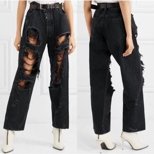 Ben Taverniti Unravel‎ Project Jeans 26 Rigid Denim Destroy Baggy Hailey Beiber